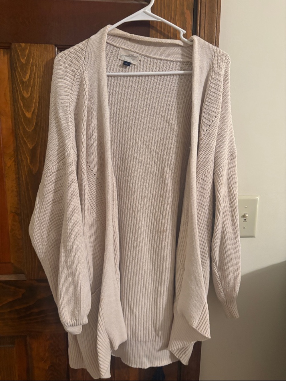 Universal thread Cream Open-Front Ribbed Cardigan